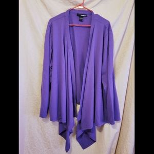 Denim 24/7 violet waterfall fine knit cotton open cardigan/4X